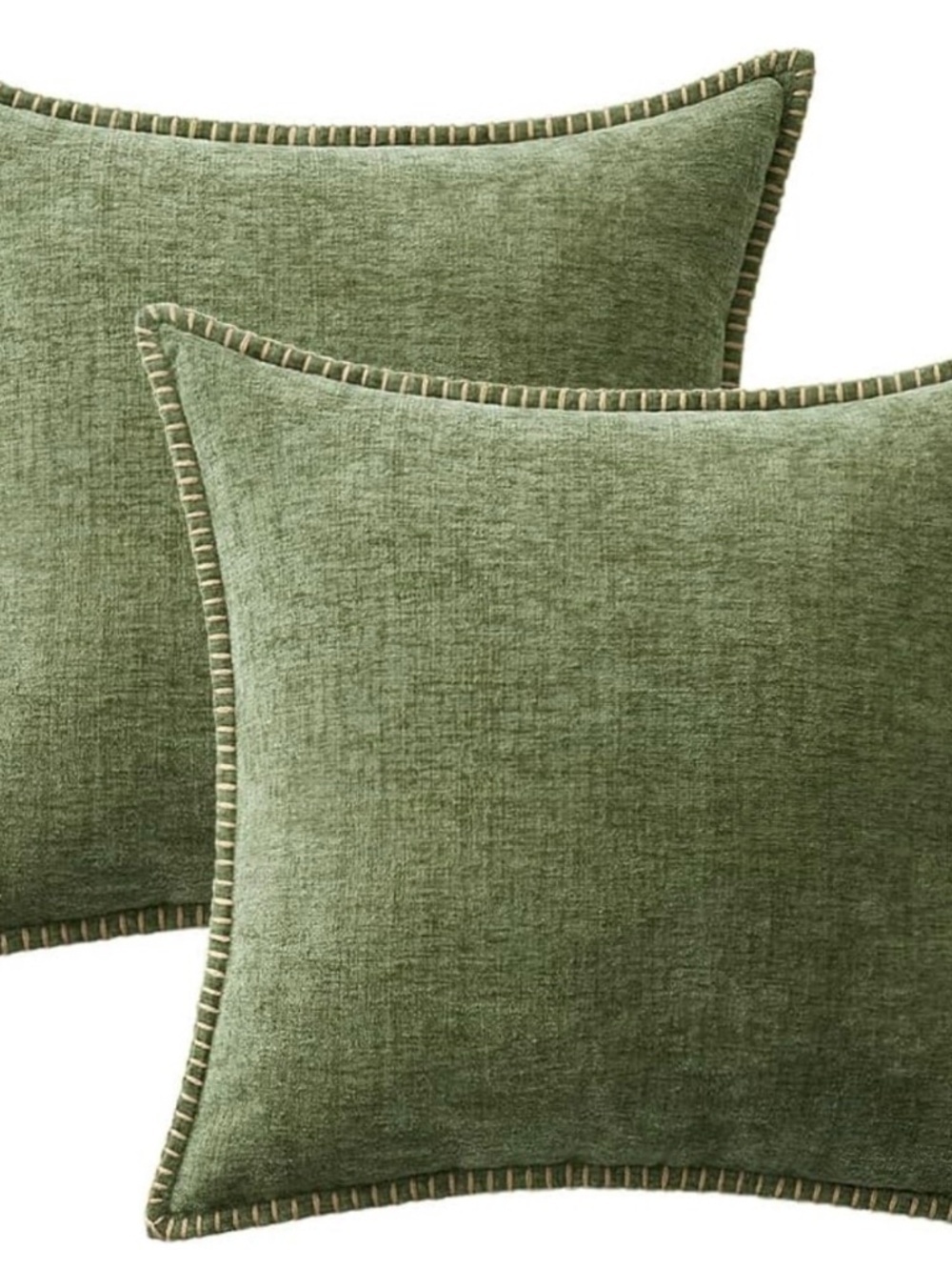 Sage Green Chenille Pillow Covers 18x18 Set of 2 Farmhouse Boho NWOT - Picture 6 of 14